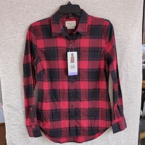 Weatherproof Red and Black Plaid Shirt, XS